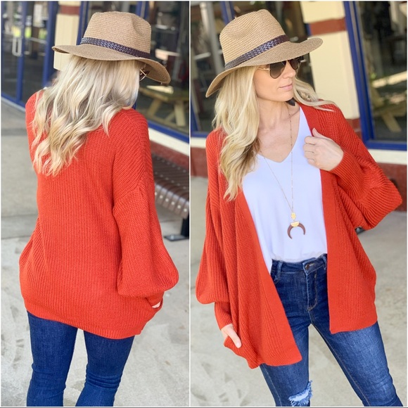 Infinity Raine Sweaters - ✨LAST TWO✨Rust open front cardigan with Pockets